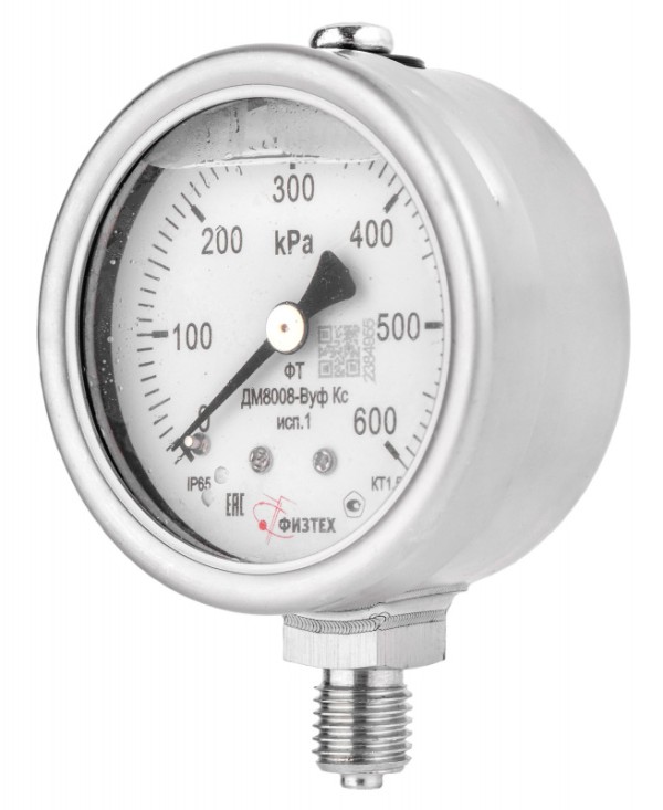 Вакуумметры, мановакуумметры, манометры виброустойчивые коррозионностойкие ДВ8008-ВУф Кс, ДА8008-ВУф Кс, ДМ8008-ВУф Кс исп 1