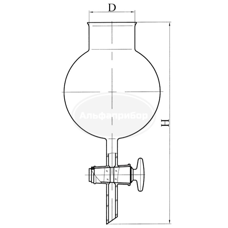 Воронка делительная шарообразная 1000мл горловина 40мм ГФ 6.412.135-02