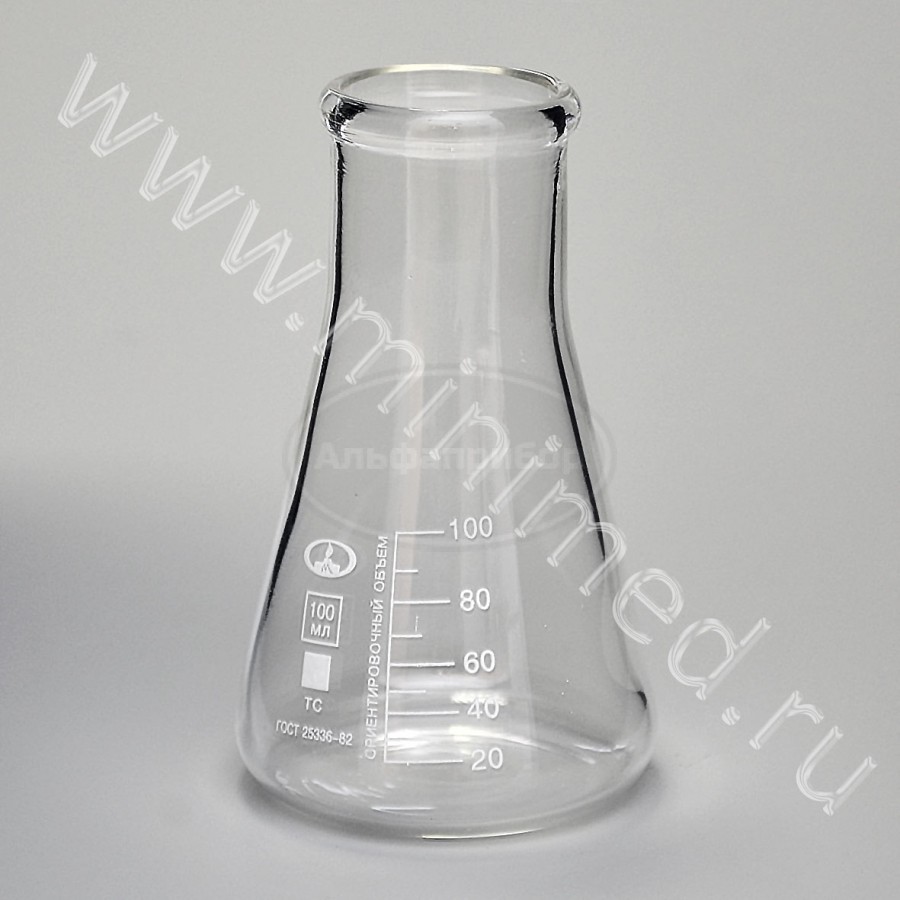 Колба Кн-2-100-34 ТУ 9464-019-29508133-2015, с делениями ТС, МиниМед, упаковка 12 /кор.192шт