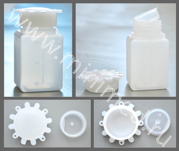 Емкость для общелабораторного применения-бутылка квадратная 50мл, с делениями с крышкой, ПЭВП, LAMAPLASТ, упаковка 10шт