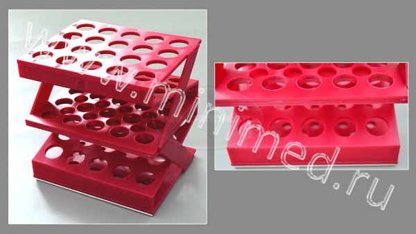 Штатив медицинский полимерный по ТУ 9464-017-29508133-2014, для пробирок ШПБ-20, п/с, упаковка 1/18шт, МиниМед