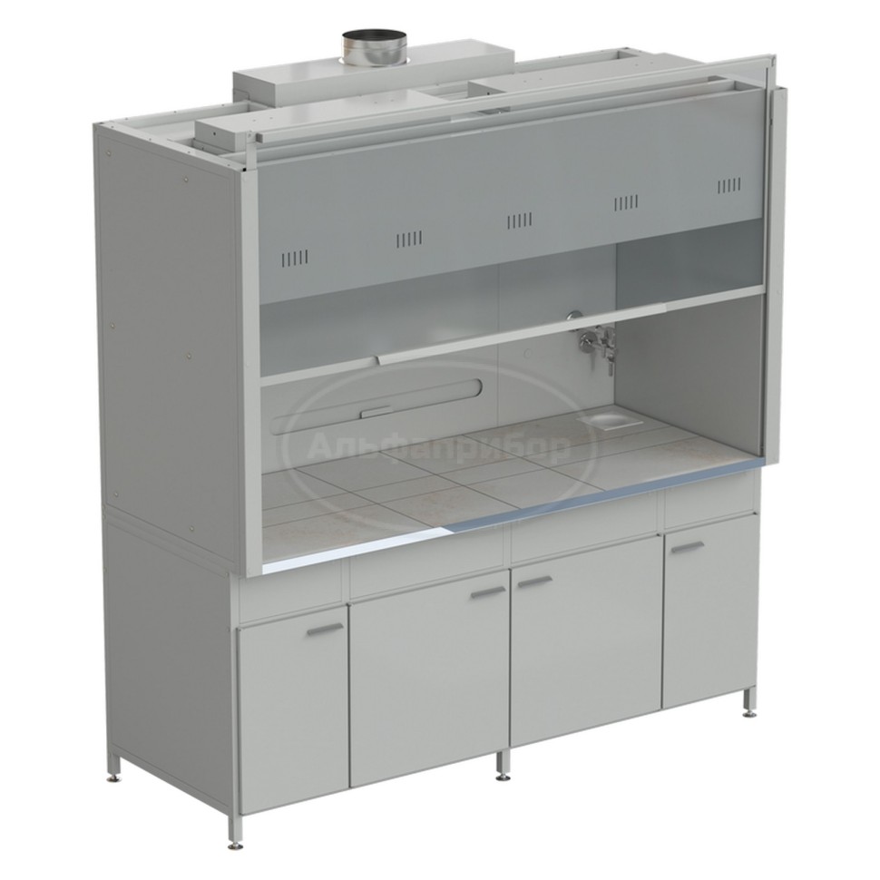 Шкаф вытяжной 2 светильника ВЗБ, 2 комплекта воды 2000х900х2145 мм, раб. поверхность - керамика