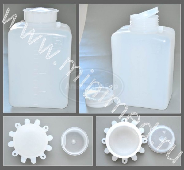 Емкость для общелабораторного применения квадратная 2000мл, с делениями с крышкой,ПЭВП, LAMAPLASТ, упаковка 1/70шт