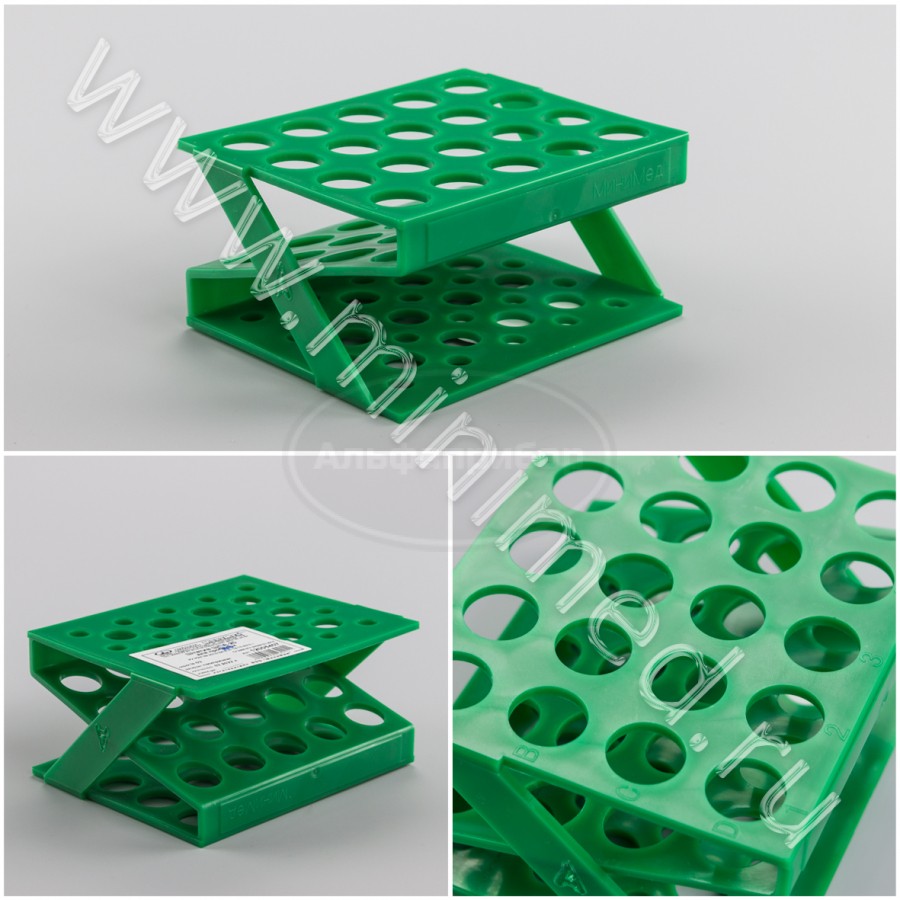 Штатив медицинский полимерный по ТУ 9464-017-29508133-2014, для пробирок ШПА-20, Z-образный на 20 гнезд, Ø 17 мм, п/п, МиниМед