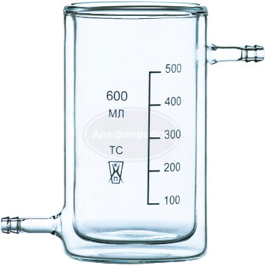 Стакан 100мл с термостатической рубашкой и отводами, эскиз 2-1233