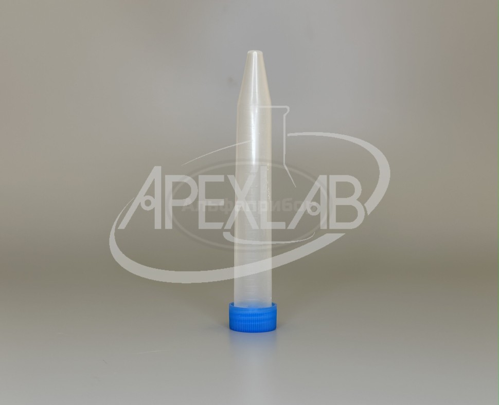 Пробирка коническая (центрифужная) 15 мл ПП с винтовой крышкой, уплотнительным кольцом, градуированная, стерильная в инд. уп. (1500 шт.)