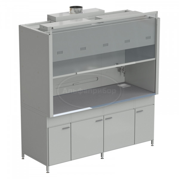 Шкаф вытяжной 2 светильника ВЗБ, 2 комплекта воды 2000х900х2145 мм, раб. поверхность - монолитный керамогранит