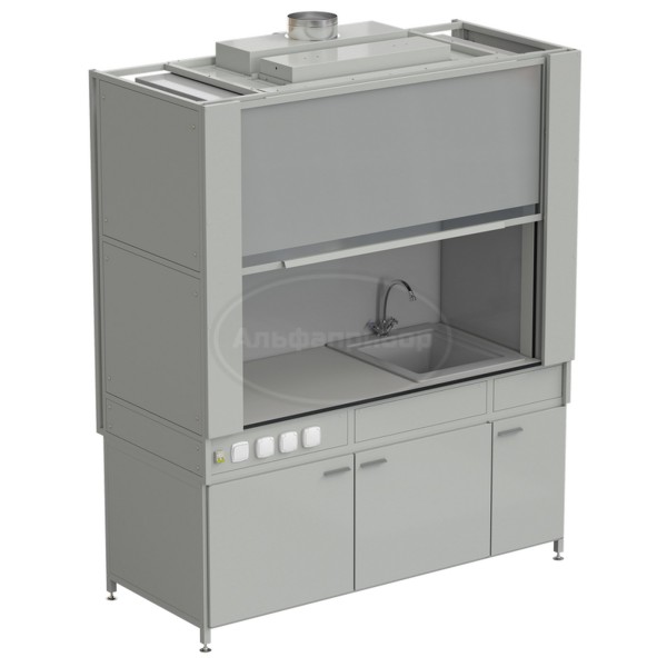 Шкаф вытяжной с коконом из стеклопластика с мойкой из СП и смесителем с электрикой 1800х820х2240 мм, раб. поверхность - Labgrade