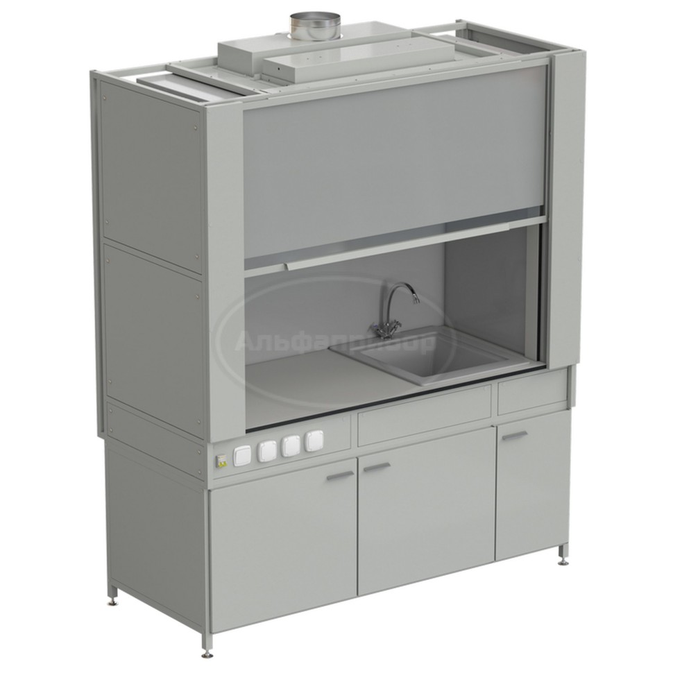 Шкаф вытяжной с коконом из стеклопластика с мойкой из СП и смесителем с электрикой 1800х820х2240 мм, раб. поверхность - Labgrade