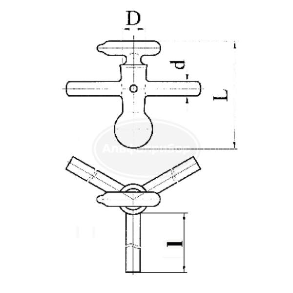 Кран вакуумный 3-х ходовой ГФ 6.451.284-03