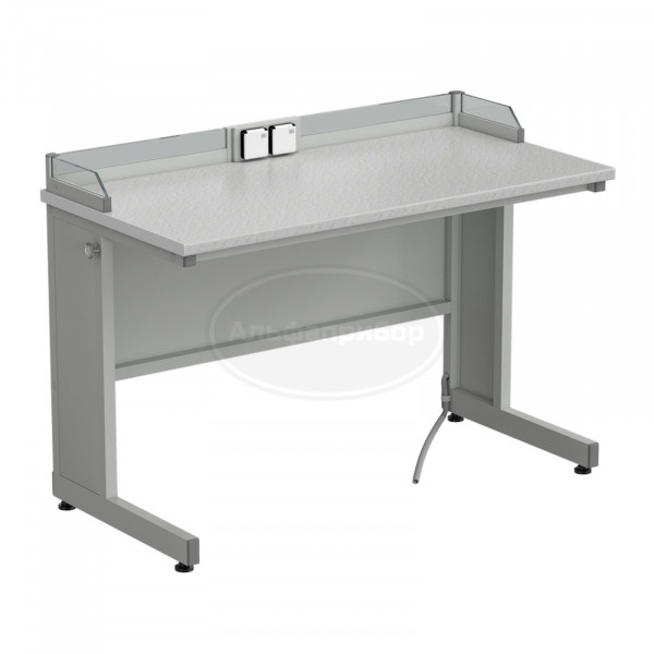 Стол ученический с бортиком и розетками 1200х600х840 мм, раб. поверхность - белый ламинат