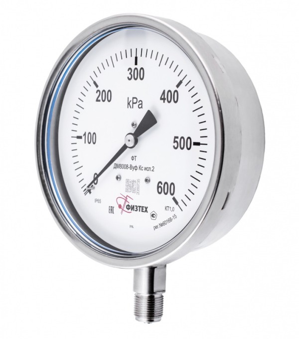 Вакуумметры, мановакуумметры, манометры виброустойчивые коррозионностойкие ДВ8008-ВУф Кс, ДА8008-ВУф Кс, ДМ8008-ВУф Кс исп 2 Б160