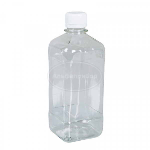 Бутылка квадратная 540 мл прозрачная с крышкой с контрольным кольцом