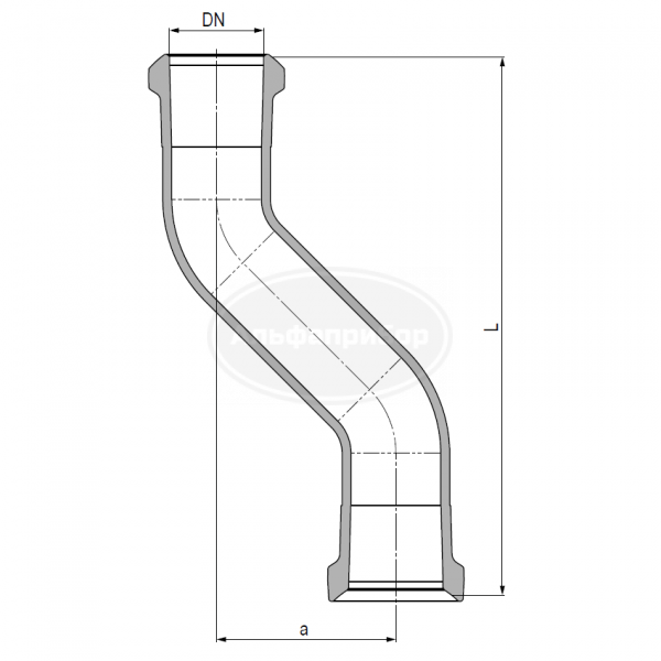 S-образное соединение KZA/KZB DN=80мм L=400мм A=100мм W=1,8кг