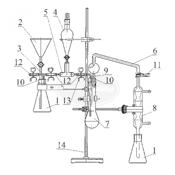 Аппарат для отгонки аммиака при определении белка молока АБМ со штативом ГФ 2.784.223