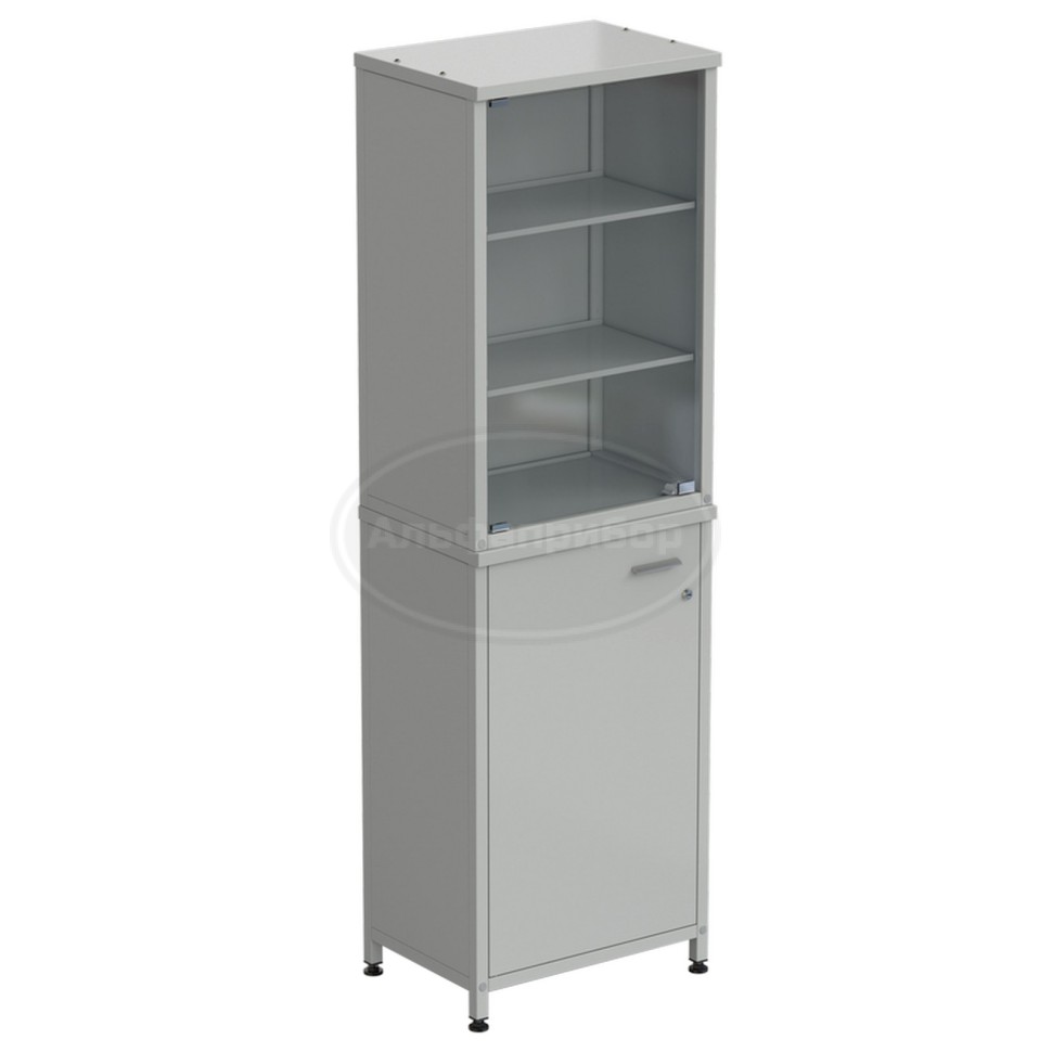 Шкаф для посуды 2 секции, 2 двери 605х435х1970 мм, серый