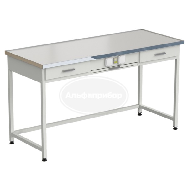 Стол приборный с выдвижным столиком, 2 ящиками и электрикой 1515x610x850 мм, раб. поверхность - Labgrade-лайт