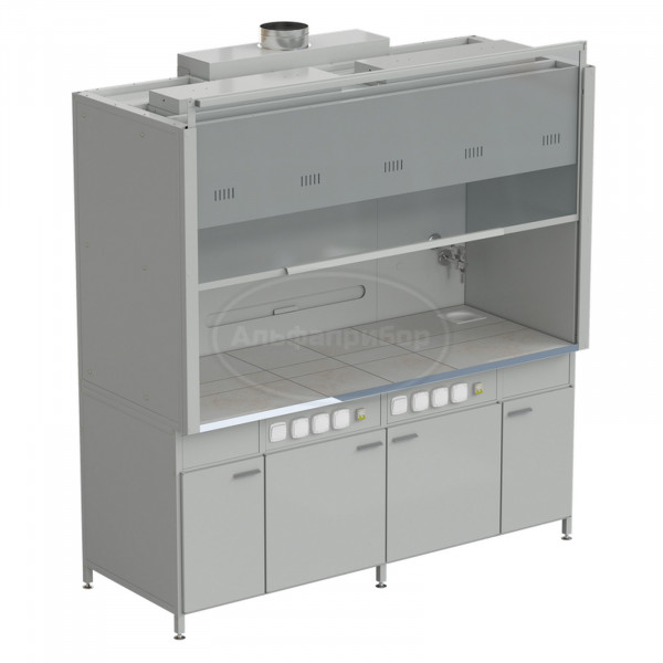 Шкаф вытяжной 2 светильника, 2 комплекта воды 2000х900х2145 мм, раб. поверхность - керамика