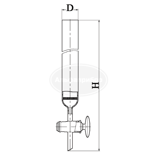 Колонка хроматографическая с фильтром и краном, эскиз 2-935