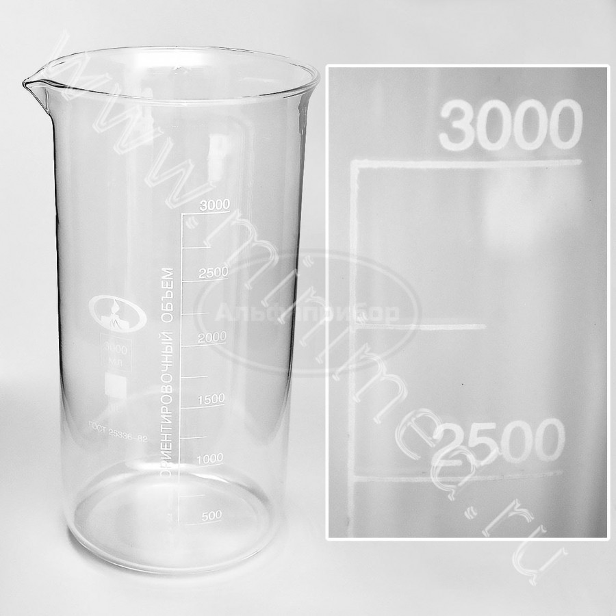 Стакан В-1-3000 ТУ 9464-019-29508133-2015 с делениями, ТС, МиниМед, упаковка 6шт
