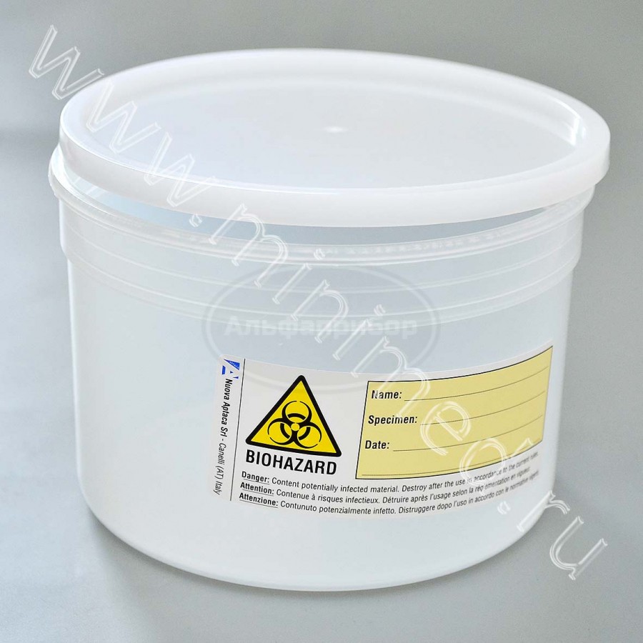 Контейнер для отбора, транспортировки и хранения биологических материалов (для гистологии), 500мл с защелкивающейся крышкой, с этикеткой., нестерильный, п/п, Aptaca, кор100шт