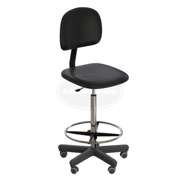 Стул лабораторный на роликах (высота 620-760 мм) (кожзам)