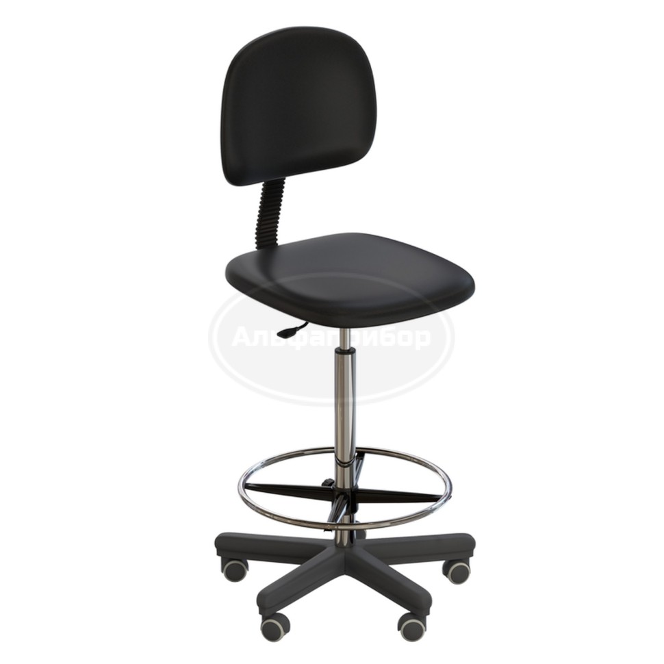 Стул лабораторный на роликах (высота 620-760 мм) (кожзам)