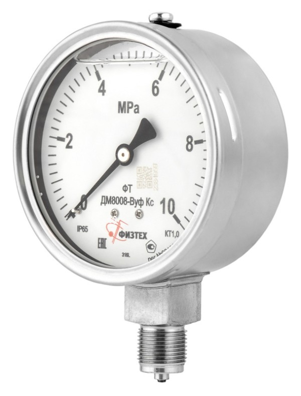 Вакуумметры, мановакуумметры, манометры виброустойчивые коррозионностойкие ДВ8008-ВУф Кс, ДА8008-ВУф Кс, ДМ8008-ВУф Кс SG