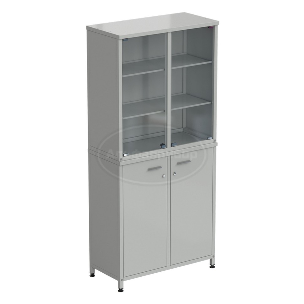 Шкаф для посуды 2 секции, 4 двери 905х435х1970 мм, серый
