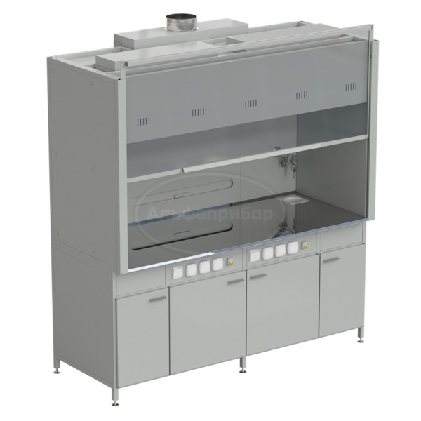 Шкаф вытяжной 2 светильника, 2 комплекта воды 2000х900х2145 мм, раб. поверхность - нержавеющая сталь