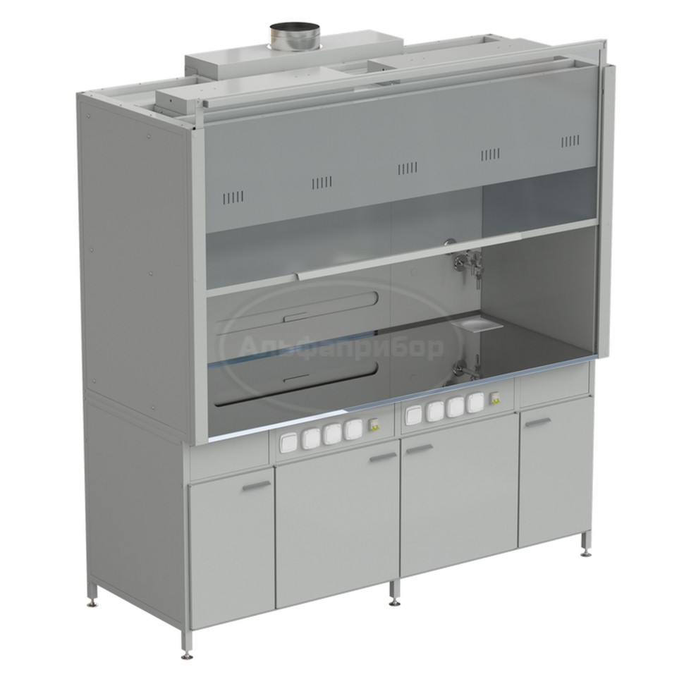 Шкаф вытяжной 2 светильника, 2 комплекта воды 2000х900х2145 мм, раб. поверхность - нержавеющая сталь