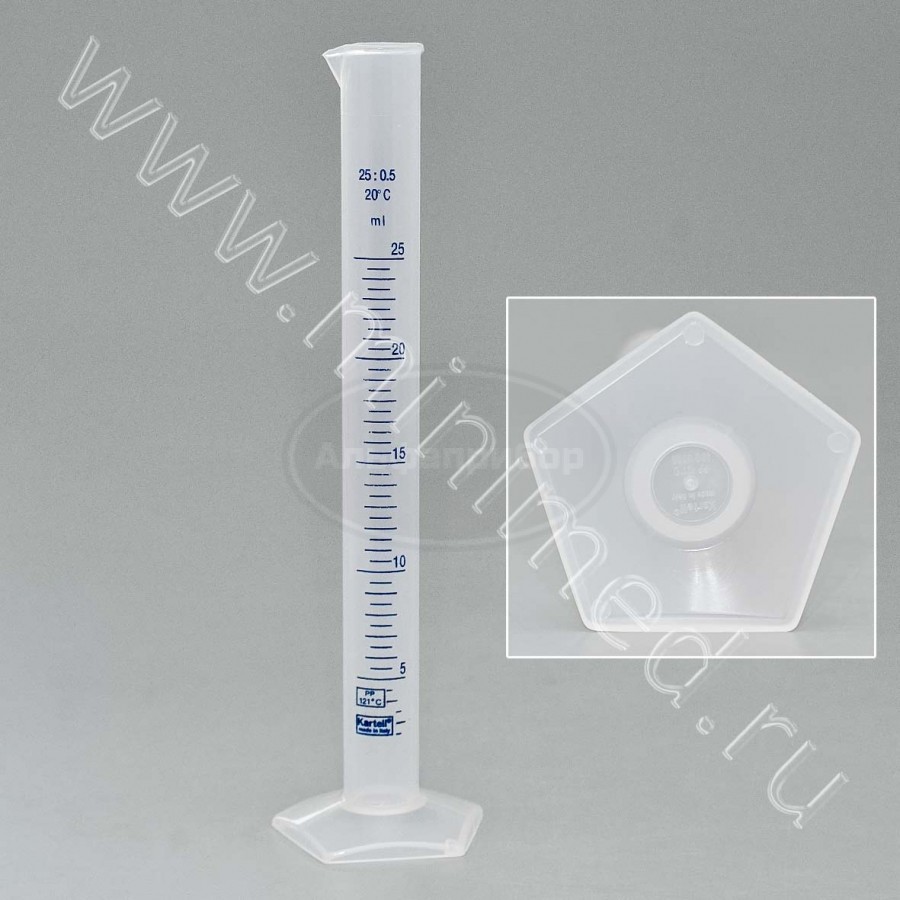 Цилиндр 25мл с делениями высокий, п/п, Kartell, упаковка 1/30шт