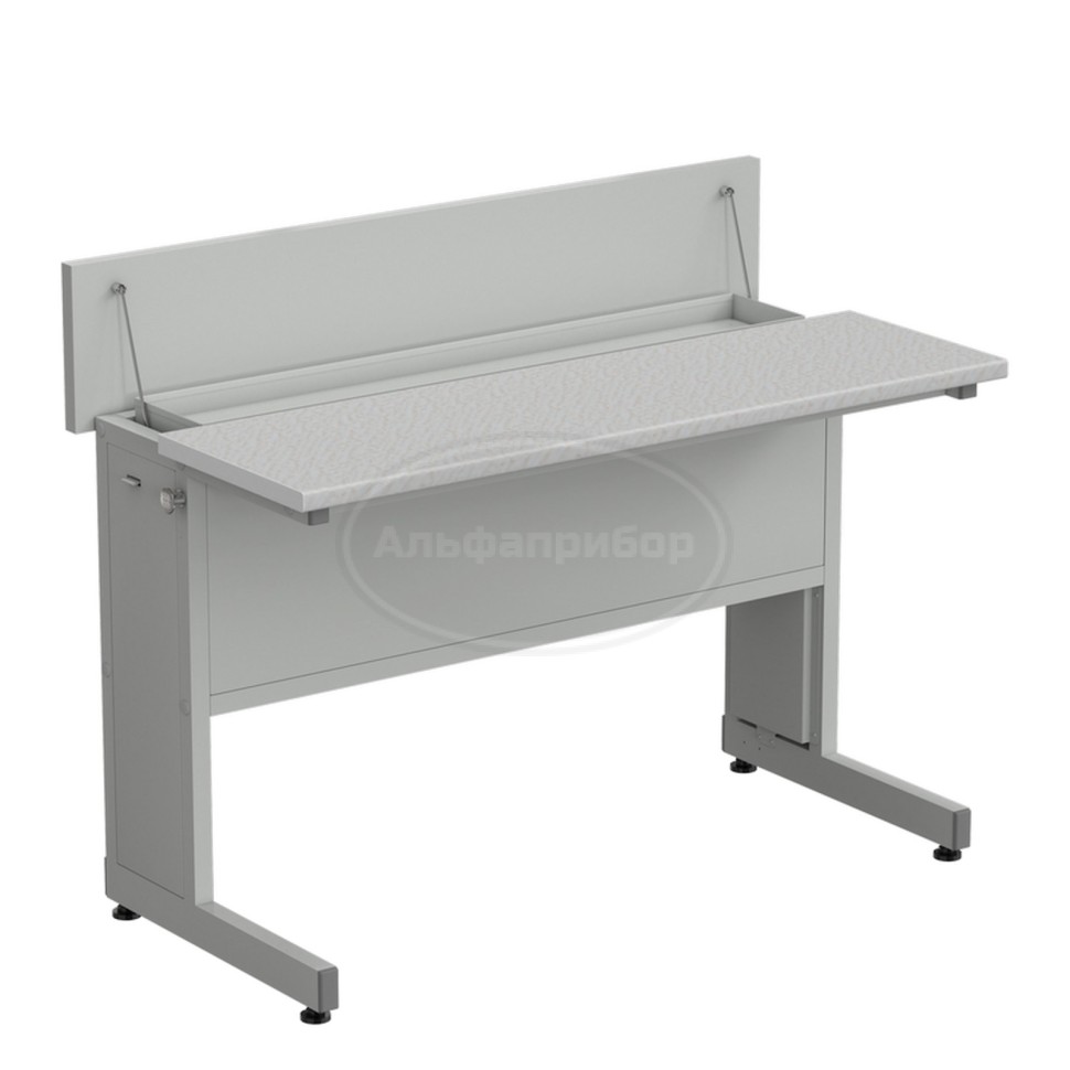 Стол ученический с откидной крышкой 1200x600x950 мм, раб. поверхность - белый ламинат