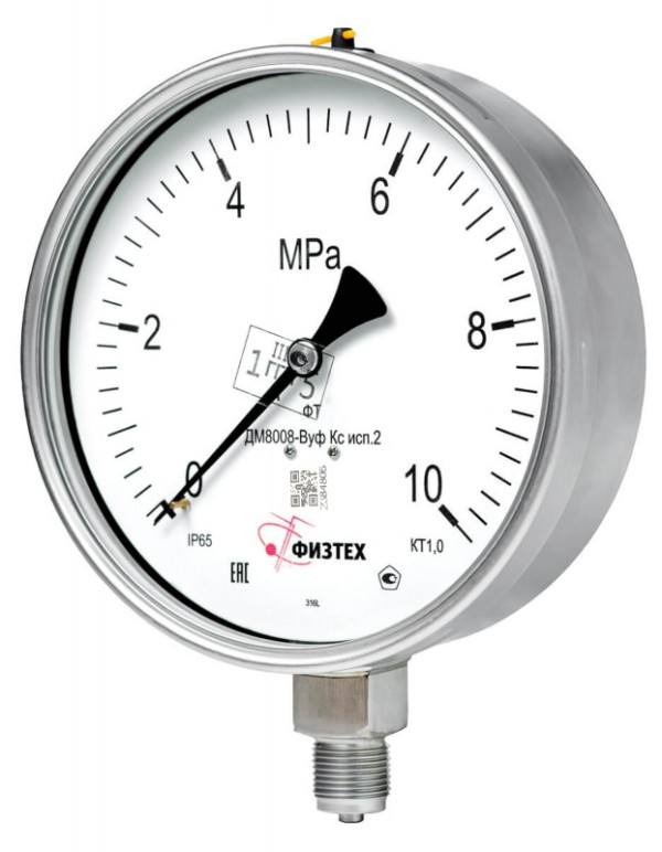 Вакуумметры, мановакуумметры, манометры коррозионностойкие ДВ8008-ВУф Кс, ДА8008-ВУф Кс, ДМ8008-ВУф Кс исп 2 SG Без заполнения