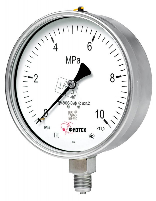 Вакуумметры, мановакуумметры, манометры коррозионностойкие ДВ8008-ВУф Кс, ДА8008-ВУф Кс, ДМ8008-ВУф Кс исп 2 SG Без заполнения