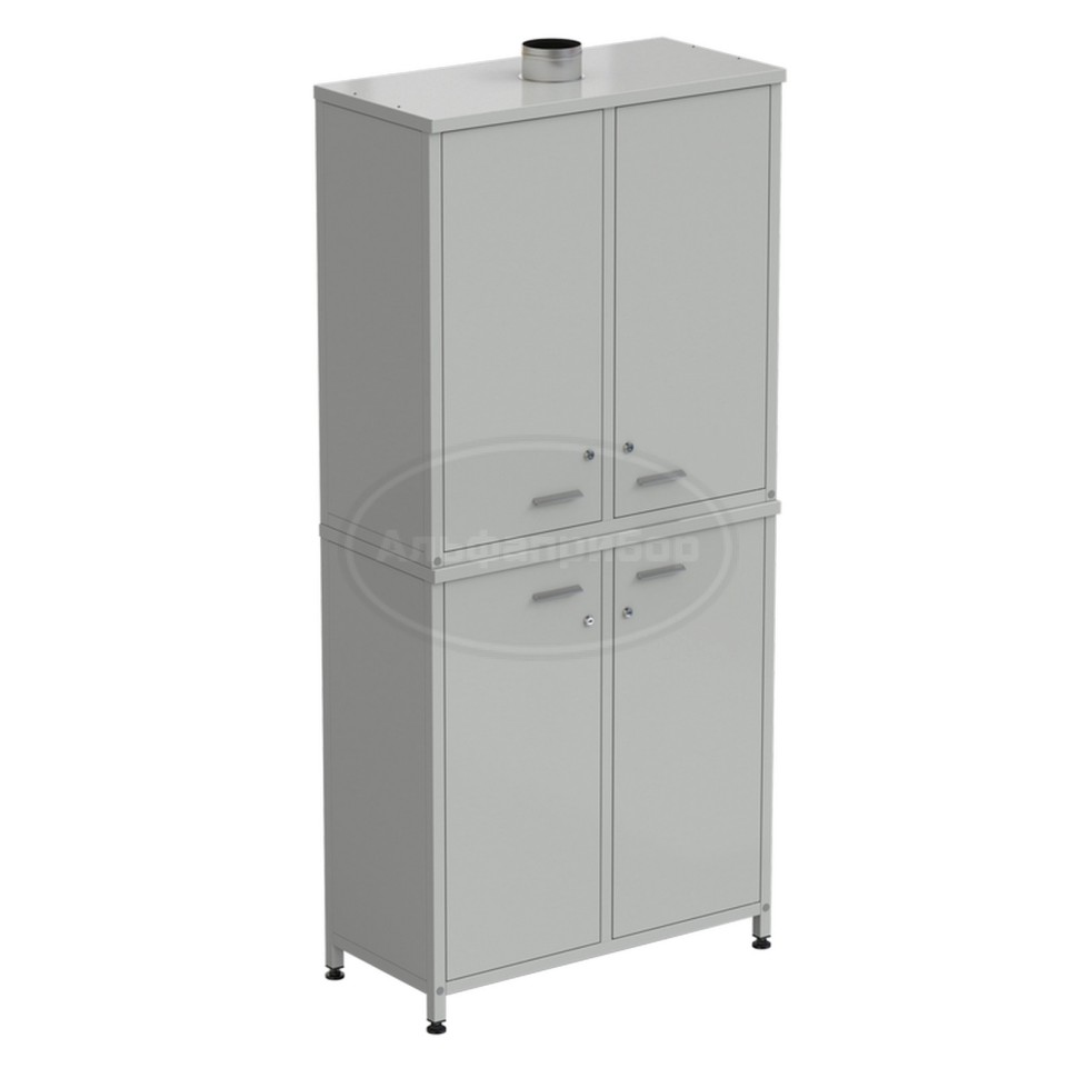 Шкаф для реактивов 2 секции, 4 двери 905х435х1970 мм, серый