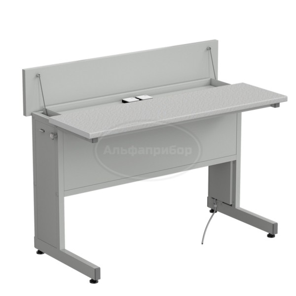 Стол ученический с откидной крышкой и розетками 1200x600x950 мм, раб. поверхность - белый ламинат