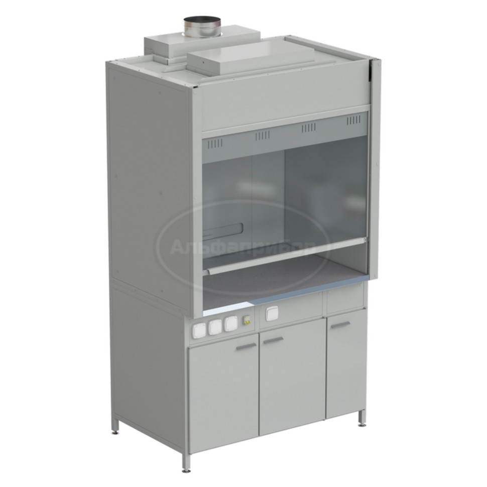 Шкаф вытяжной без подвода воды 1200х900х2145 мм, раб. поверхность - монолитный керамогранит