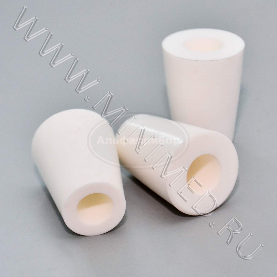 Пробка силиконовая №24 конусная с каналом, белая, BR-061, упаковка 50шт