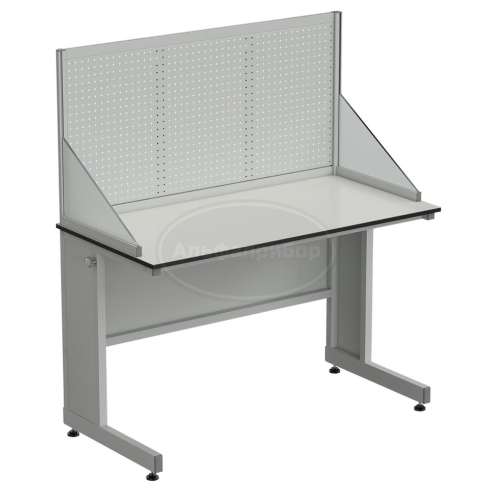 Стол ученический с перфорированным экраном и бортиками 1200х600х1360 мм, раб. поверхность - Labgrade