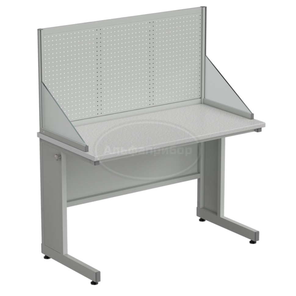 Стол ученический с перфорированным экраном и бортиками 1200х600х1360 мм, раб. поверхность - белый ламинат