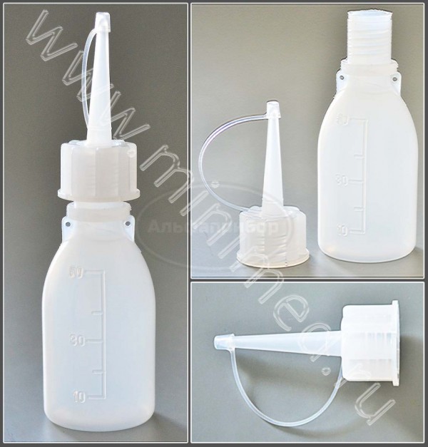 Капельница-дозатор, п/эт., 50мл, с делениями с длинным носиком, упаковка 10шт