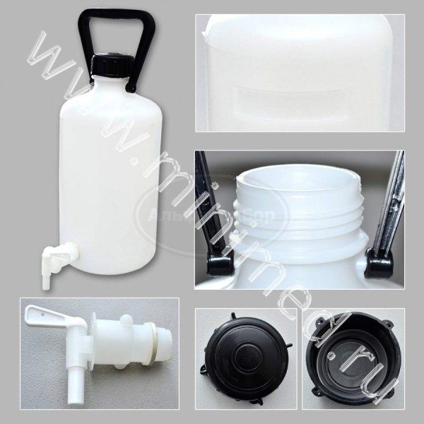 Бутыль с краном 5л, ПЭВП, с завинчивающейся крышкой, с ручкой, LAMAPLAST, упаковка 1/6шт