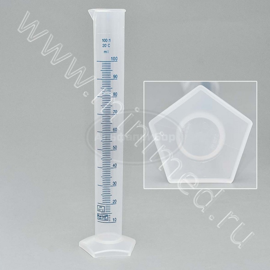 Цилиндр 100мл с делениями высокий, п/п, Kartell, упаковка 1/30шт