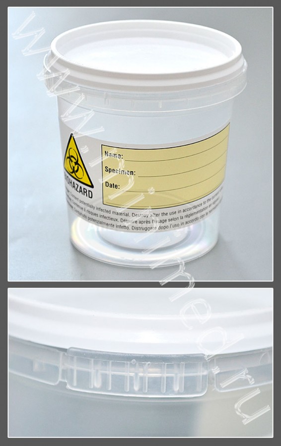 Контейнер для отбора, транспортировки и хранения биологических материалов (для гистологии), 150мл с защелкивающейся крышкой, с этикеткой., нестерильный, п/п, Aptaca, кор.800шт