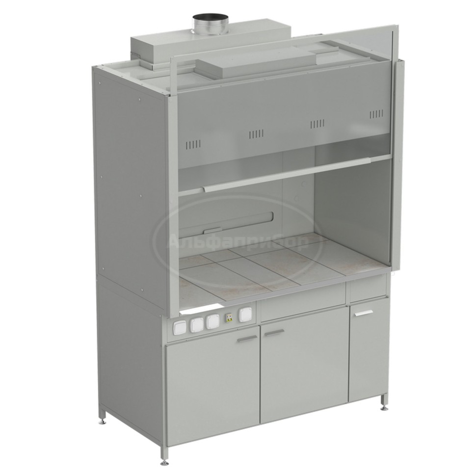 Шкаф вытяжной без подвода воды 1500х900х2145 мм, раб. поверхность - керамика