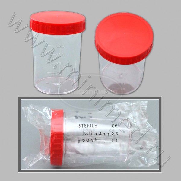 Контейнер для отбора, транспортировки и хранения биологических материалов, 150мл с завинчивающейся крышкой, стерильный ,п/c, индивидуальная упаковка /200шт, Aptaca