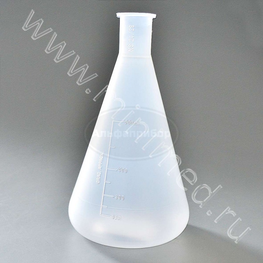 Колба коническая 500мл, горловина 24/29 с делениями без пробки, п/п, Kartell, упаковка 1/10шт