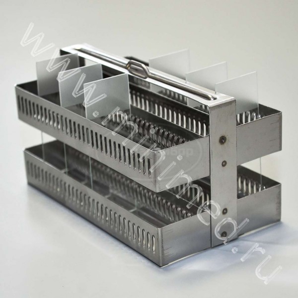 Штатив-рамка из нержавеющей стали для 60 стекол 26×76×1мм