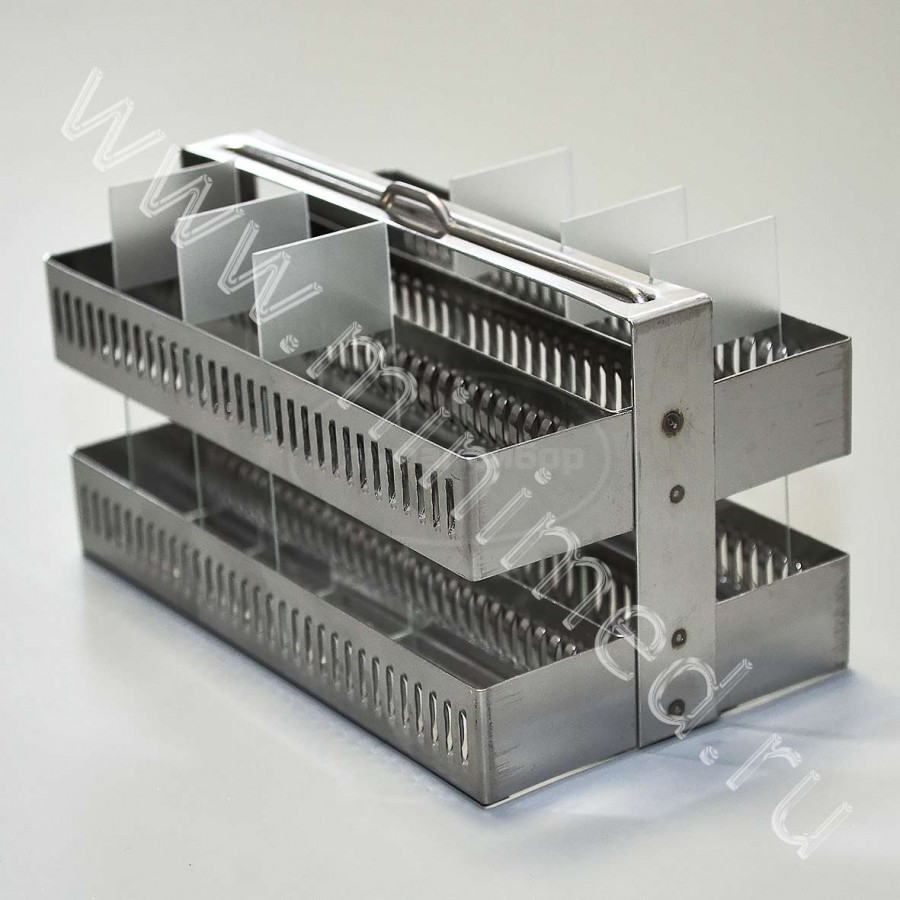 Штатив-рамка из нержавеющей стали для 60 стекол 26×76×1мм